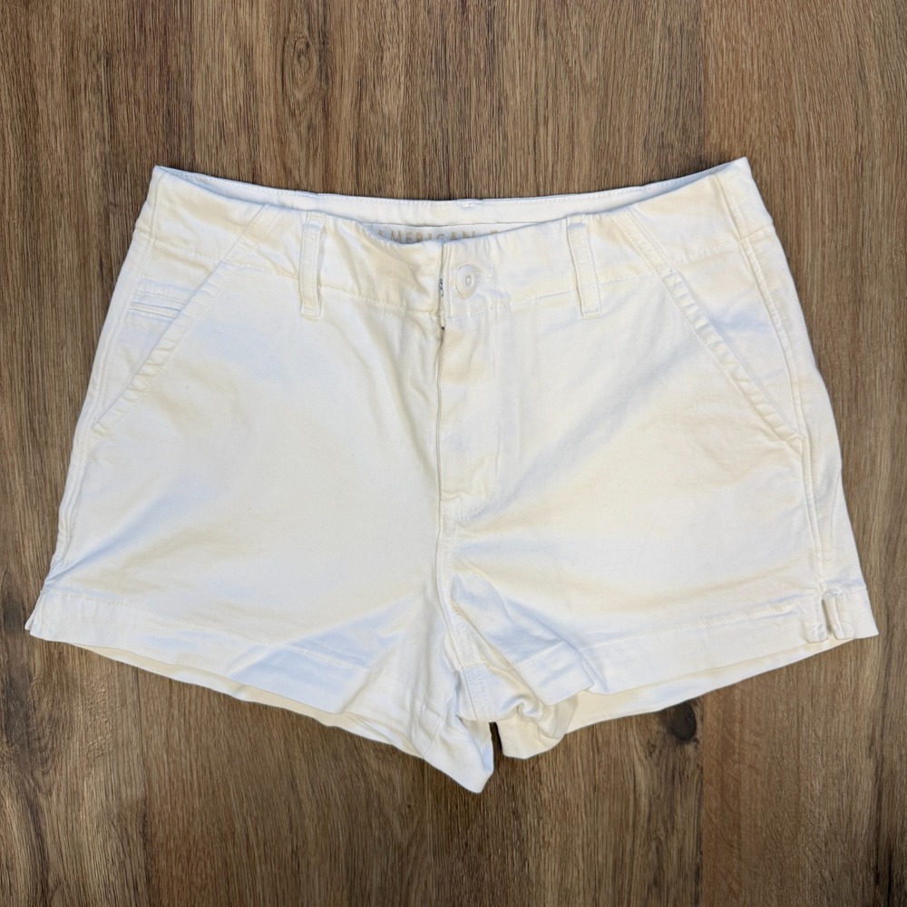 American Eagle Outfitters Chino Shorts Womens 4 White Cotton Stretch Mid Rise